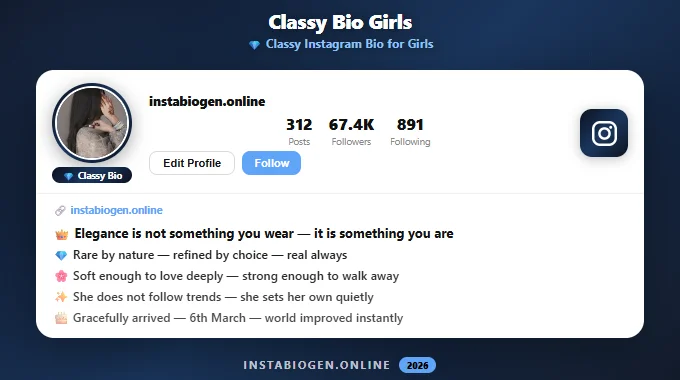 Best Classy Instagram Bio 2026 – Elegant & Stylish
